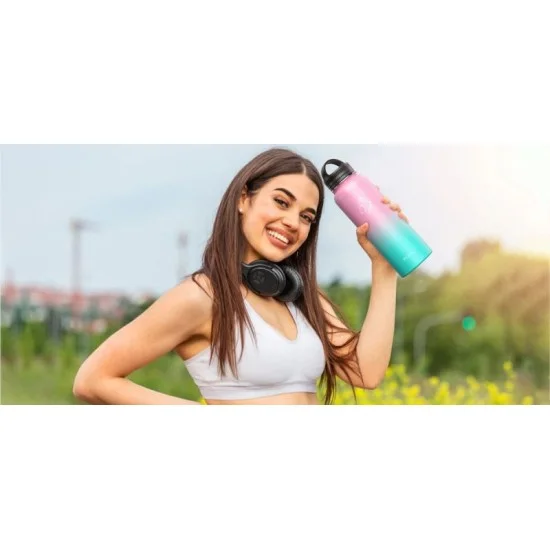 Buzio Trio Series Water Bottle with 3 Lids and Sleeve 1.2L - Bubble Gum